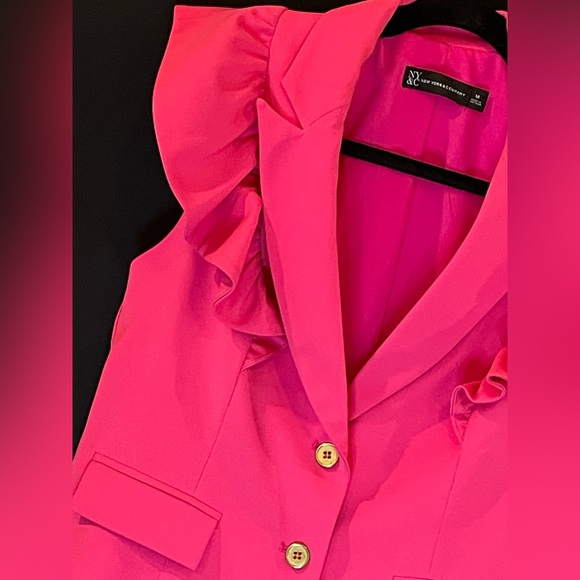 New York & Company Ruffle Sleeve Pant Suit. Fuschia SIZE M VEST . SIZE 10 PANT - Picture 8 of 12